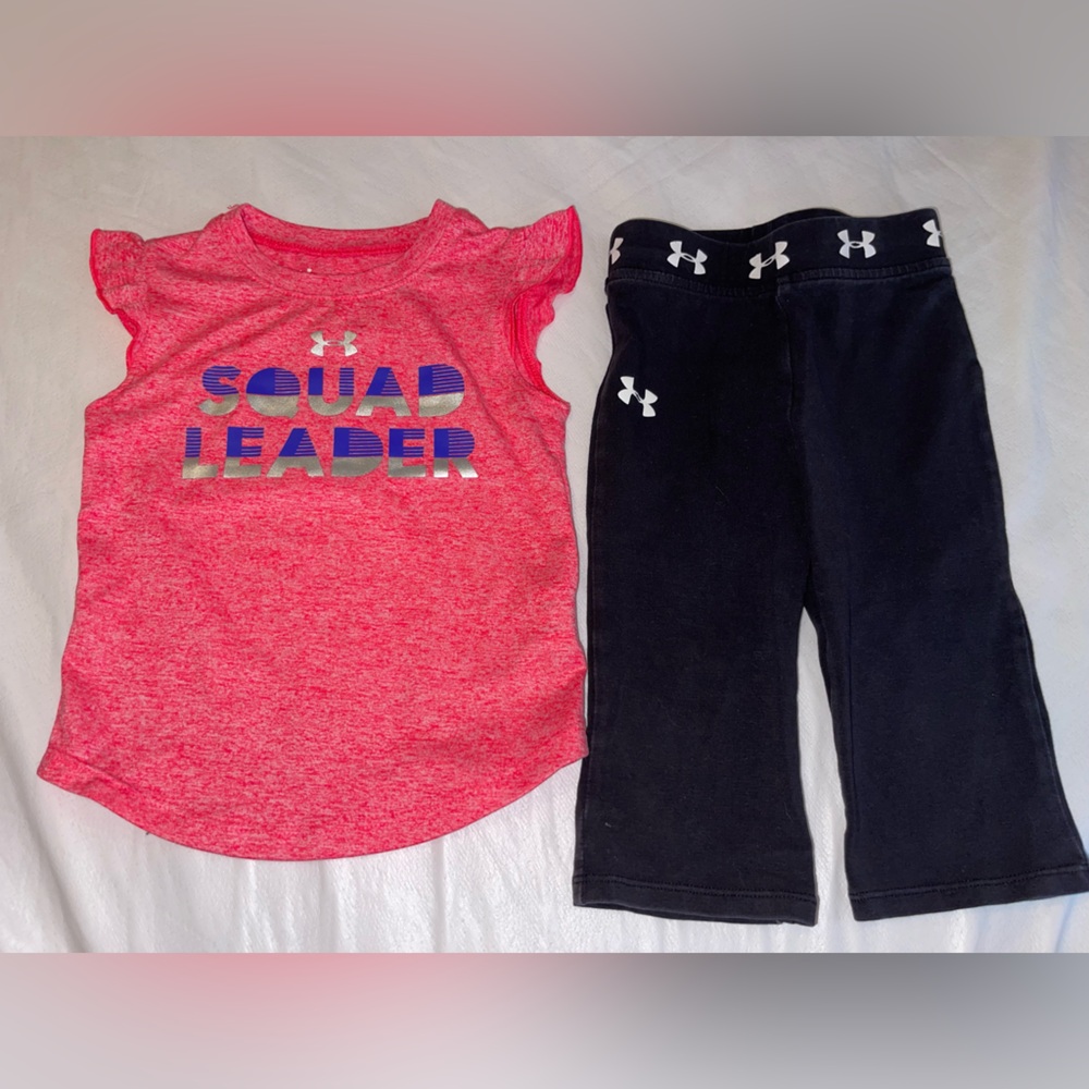 Under Armour Pink Graphic Tee and Black Pants Set